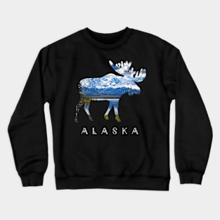 Alaskan Moose With Lake Mountain - Crewneck Sweatshirt